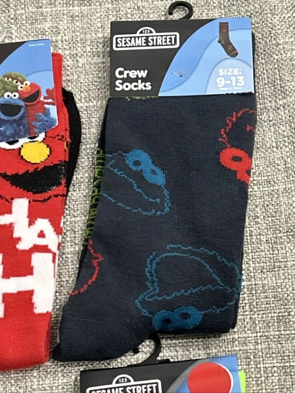 Lot of 4 Novelty Crew Socks Pop Culture Sesame Street Elmo Cookie Monster Burt